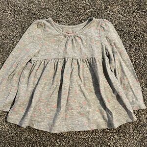 Cat & Jack Gray Long Sleeve Top with Pink Dots, Girl’s 18 mos